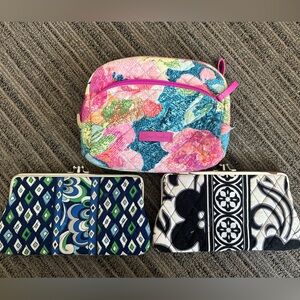 3 Vera Bradley clutches & makeup bag